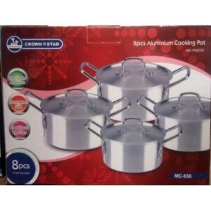 Crown Star 8 Pieces Aluminium Cooking Pots