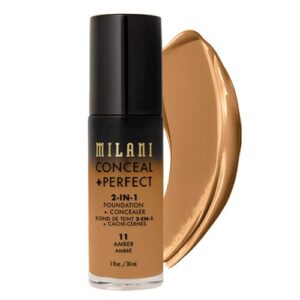 Milani Conceal+ Perfect 2in1 Foundation & Concealer- 11 Amber, 30ml